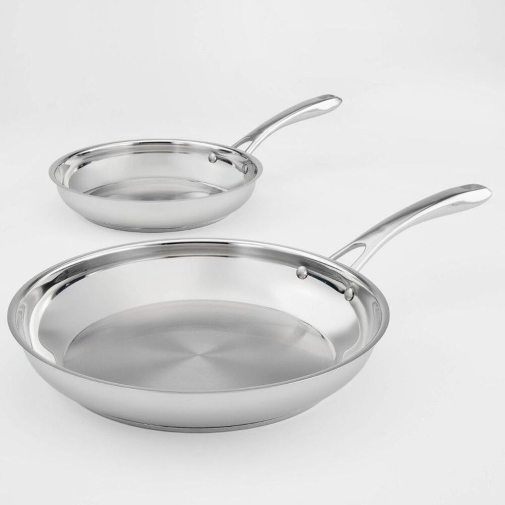 Cuisinart Classic 10" & 12" Stainless Steel 2pk Skillet Set Silver